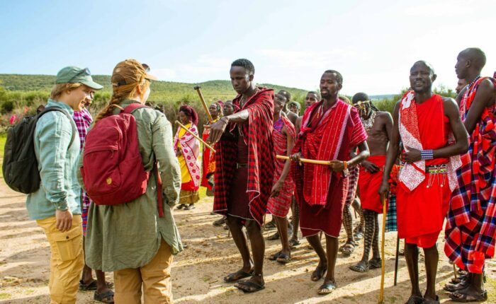 Masai Tribes men Welcoming guests in Masai Mara